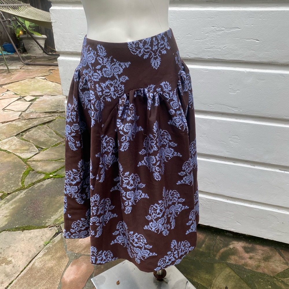 By Anthropologie Brocade Midi Elegant Brown Patterned Skirt NWT 2P - Picture 15 of 16
